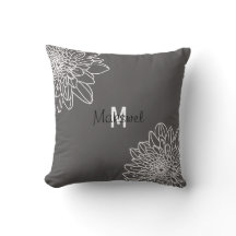 Grey tendance avec Fleurs blanches et Coussin de n