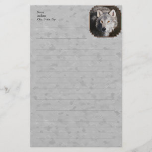 Grey Timber Wolf Face Briefpapier