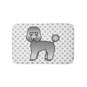 Grey Toy Poodle Niedlich Cartoon Dog Badematte