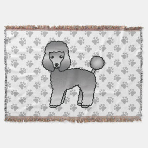 Grey Toy Poodle Niedlich Cartoon Dog Decke