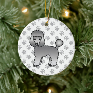 Grey Toy Poodle Niedlich Cartoon Dog Keramik Ornament