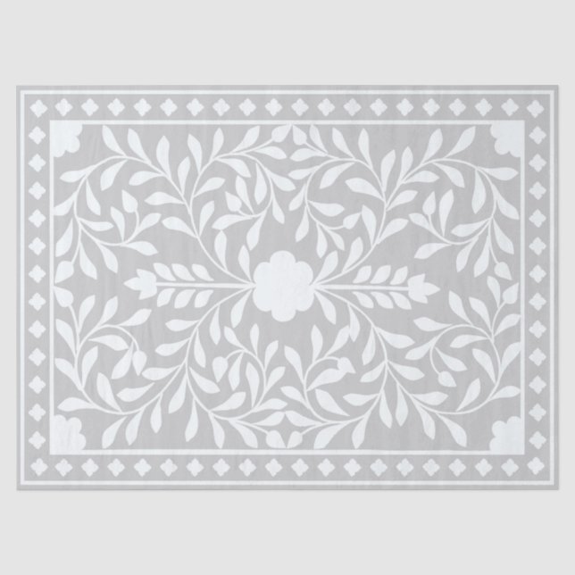 Grey Traditional Bone Inlay Decoupage Paper Seidenpapier (Vorderseite)
