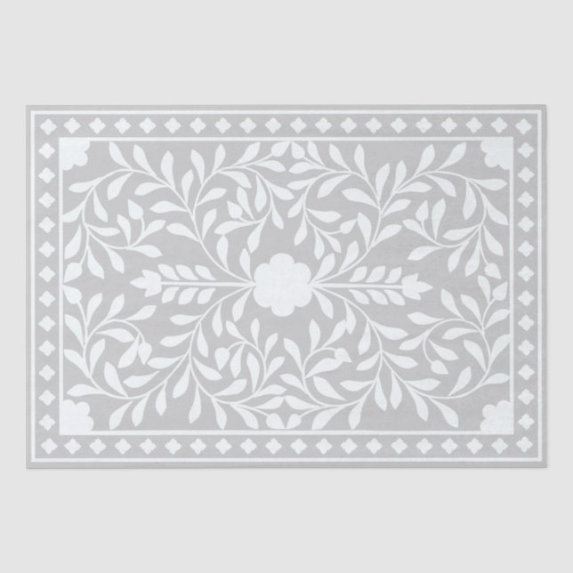 Grey Traditional Bone Inlay Decoupage Paper Seidenpapier (Vorderseite)