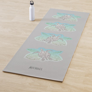 Grey Turtles Green Tropical Blätter Beach Yogamatte