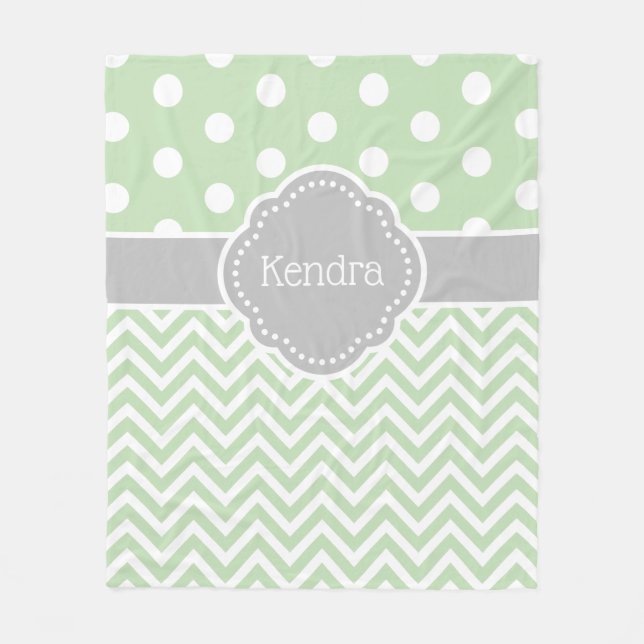 Grey und Grey Polka Dot Zickzack Monogram Fleecedecke (Vorderseite)