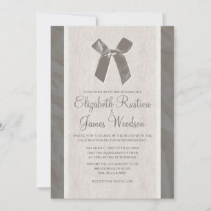 Grey Vintage Bow & Linen Wedding Einladungen