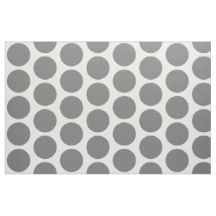 Grey White Big Polka Dots Fabric Stoff