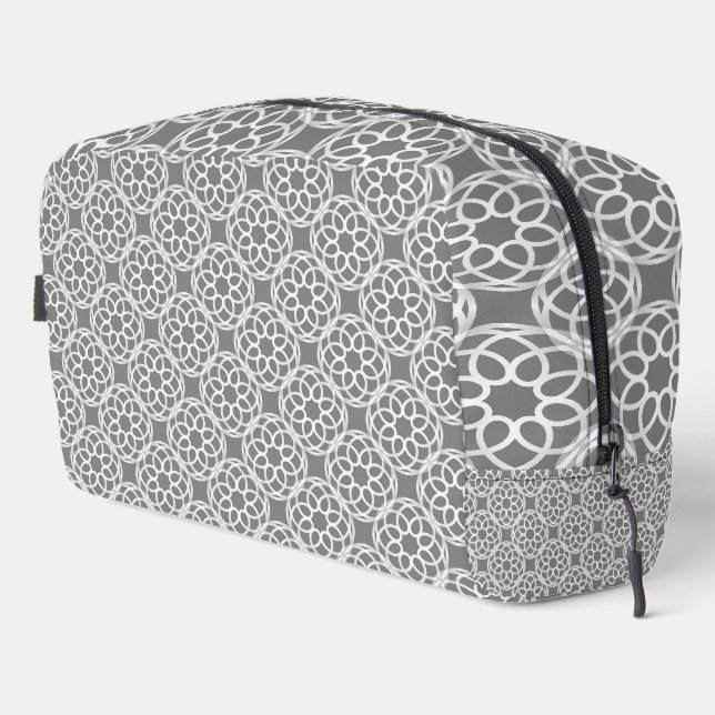 Grey White Geometric Seamless Pattern Toilettenbeu Waschbeutel (Rechte Ecke)