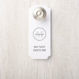 Grey white Hotel Guest stören Monogram nicht Türanhänger