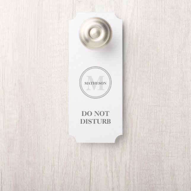 Grey white Hotel Guest stören Monogram nicht Türanhänger (Auf Knauf)