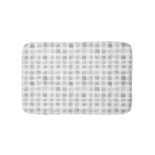 Grey White Plaid Stripes  Badematte (Vorderseite)