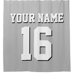 Grey White Sports Jersey Team Jersey Duschvorhang