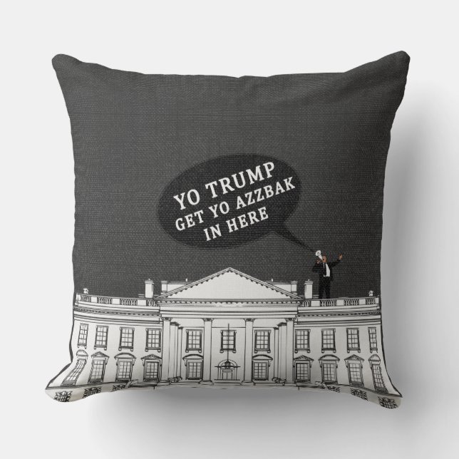 Grey White Yo Trump kommt zurück zum Whitehouse Kissen (Vorderseite)