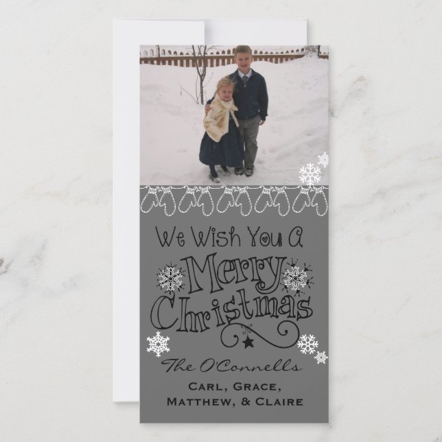 Grey Wish You Joyeux Carte photo de Noël (Devant)