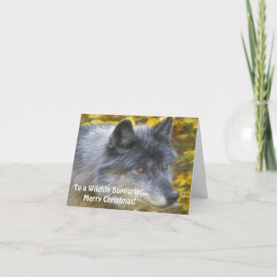 Grey Wolf Art Wildlife Supporter Xmas Card Feiertagskarte