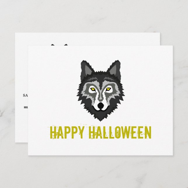 Grey Wolf, Carte postale Invitation de la fête d'H (Devant / Derrière)