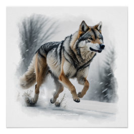 Grey Wolf Tierart Poster