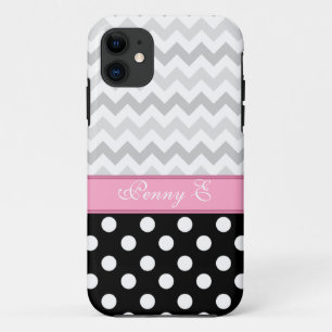 Grey Zickzack Black Polka Dot Pink iPhone 5 Fall iPhone 11 Hülle