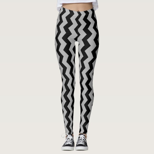 Grey Zigzag Design You Choose Background Colour Leggings (Vorderseite)
