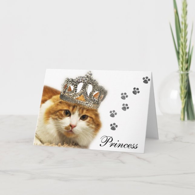 Greyfoot Katzen-Rettungs-orange/weiße Prinzessin Karte (Vorderseite)