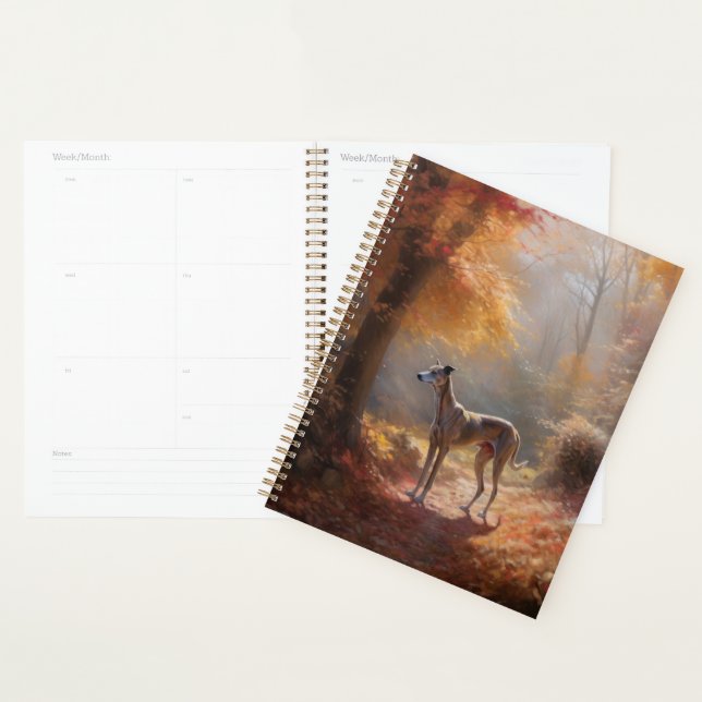 Greyhound à l'automne Feuilles automne Inspiration (Devant avec enveloppe)