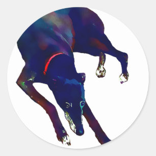Greyhound Art Runder Aufkleber