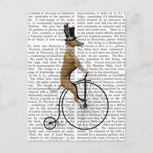 Greyhound auf Black Penny Farthing Bike Postkarte (Vorderseite)