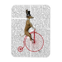 Greyhound auf Red Penny Farthing Bike