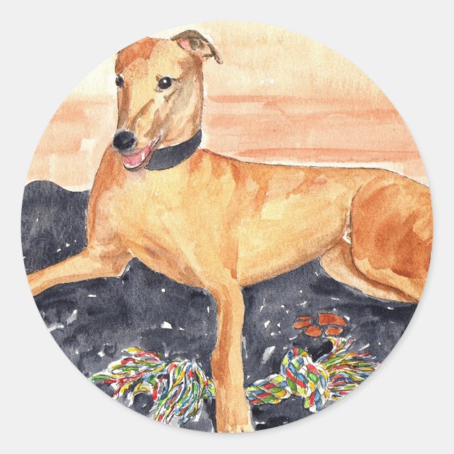 'Greyhound'-Aufkleber Runder Aufkleber (Vorderseite)
