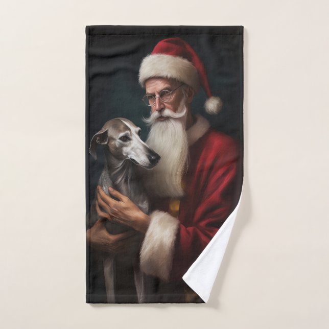 Greyhound avec Noël Festif du Père Noël (Serviette à main)