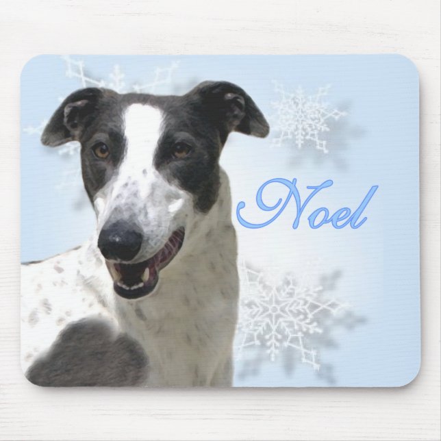 Greyhound Black & White Weihnachten2 Mousepad (Vorne)