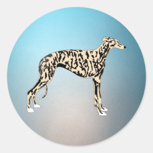 Greyhound Brindle Runder Aufkleber