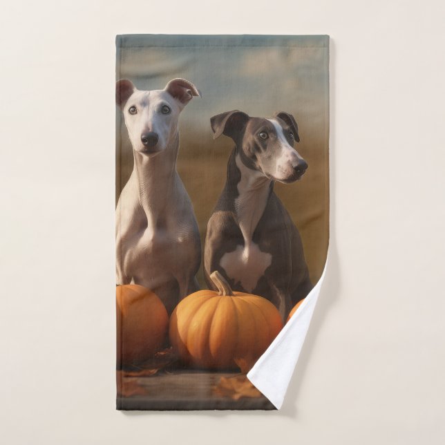 Greyhound Chiot Automne Citrouille de plaisir (Serviette à main)