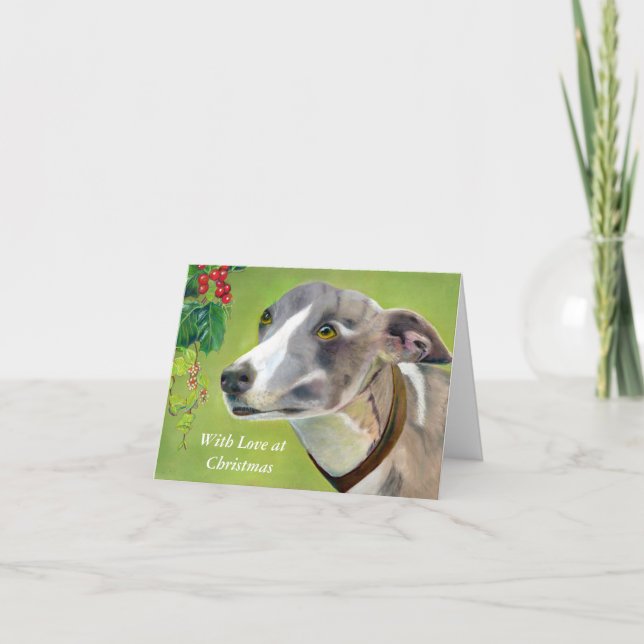 Greyhound Christmas card (a403) Feiertagskarte (Vorderseite)