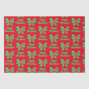 Greyhound Christmas Dog & Green Bow Red Seidenpapier