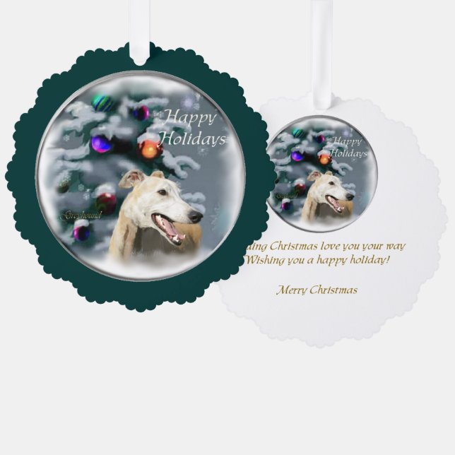 Greyhound Christmas Geschenke Ornament Karte (Vorderseite/Rückseite)