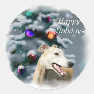 Greyhound Christmas Geschenke Runder Aufkleber