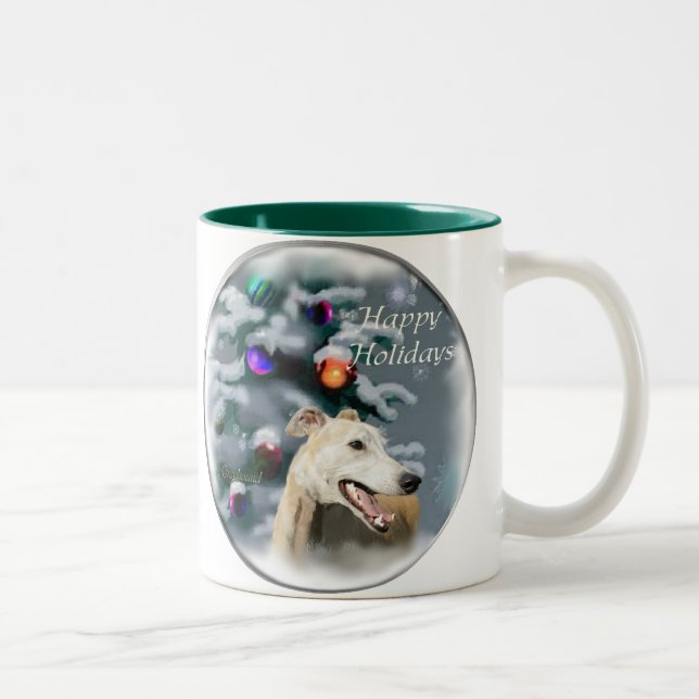 Greyhound Christmas Geschenke Zweifarbige Tasse (Rechts)