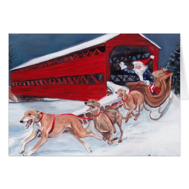 Greyhound Christmas Gettysburg Sach's Bridge Card (Vorderseite (Horizontal))
