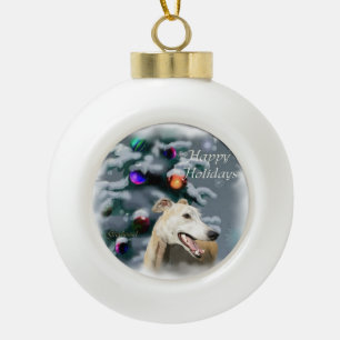 Greyhound Christmas Keramik Kugel-Ornament
