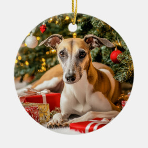 Greyhound Christmas Keramik Ornament