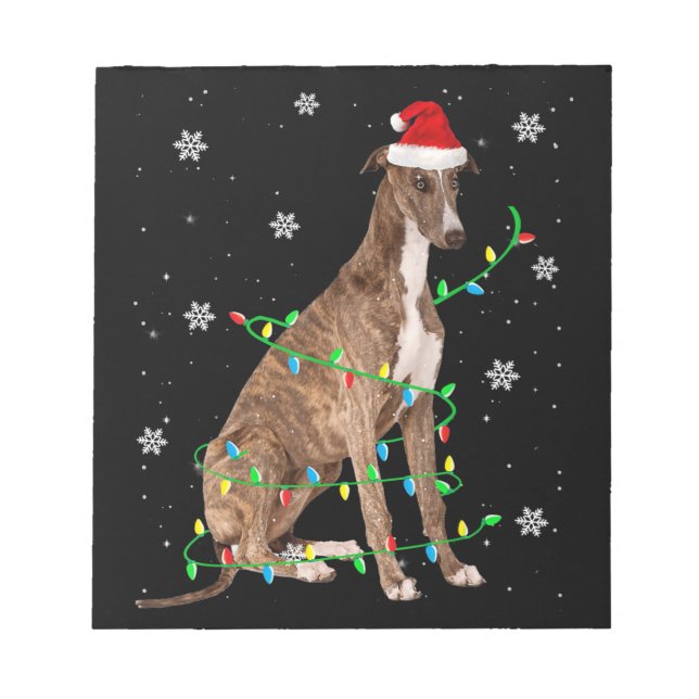 greyhound christmas light cute santa greyhound notizblock (Vorderseite)