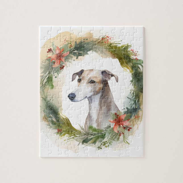 Greyhound Christmas Wreath Festive Pup (Vertikal)