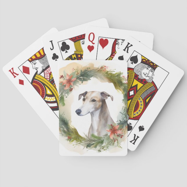 Greyhound Christmas Wreath Festive Pup Spielkarten (Rückseite)