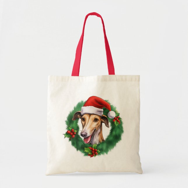 Greyhound Christmas Wreath Tragetasche (Vorne)