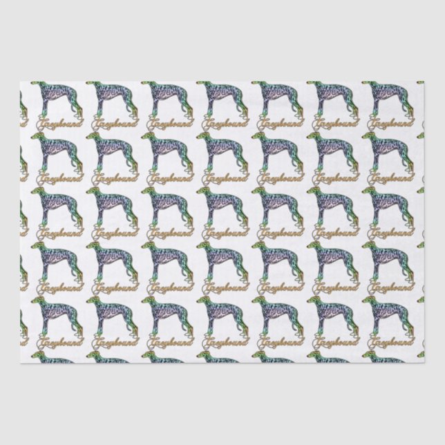 Greyhound Colorful Brindle Tissue Paper Seidenpapier (Vorderseite)