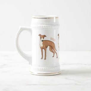 Greyhound dog cartoon illustration bierglas