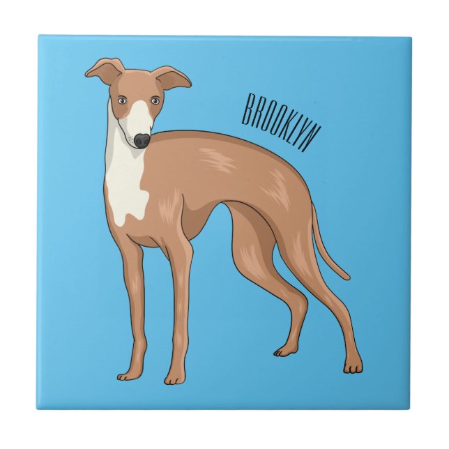 Greyhound dog cartoon illustration fliese (Vorderseite)