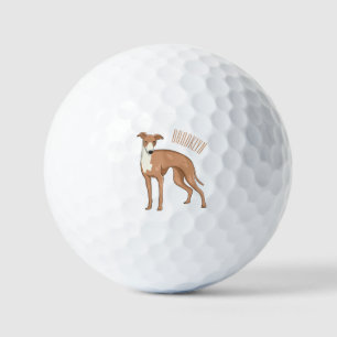 Greyhound dog cartoon illustration golfball