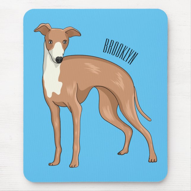Greyhound dog cartoon illustration mousepad (Vorne)